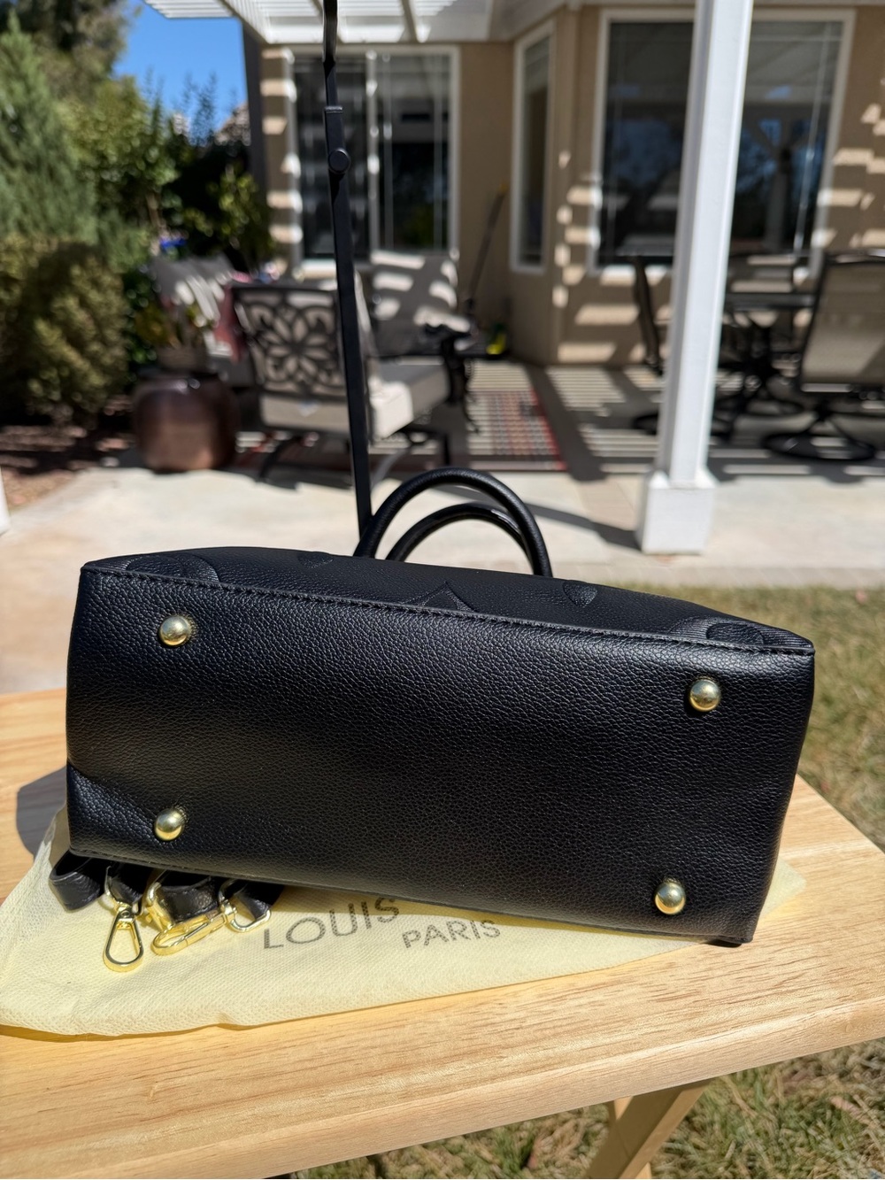 NEW LV Print Black Empreinte Monogram Palais Embossed Shoulder Bag Gold - Picture 9 of 11